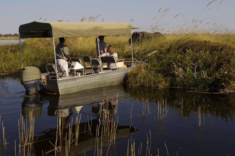 Botswana, Moremi Game Reserve, Camp Xakanaxa, Aktivitäten, Motorboot, Flußfahrt