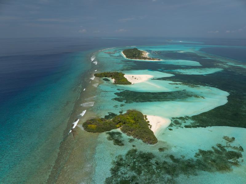 Malediven, Six Senses Kanuhura, Areal der drei Inseln, Masleggihura , Jenuhura und Kanuhura
