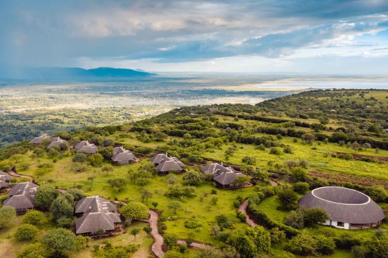 Tansania, Lake Manyara, Lake Manyara Kilimamoja Lodge, Resortblick