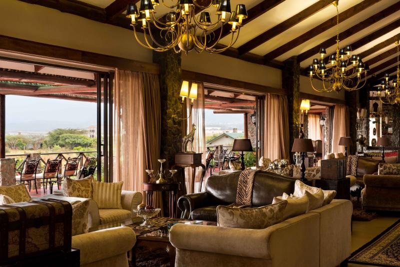 Tansania, Ngorongoro Krater, Ngorongoro O'ldeani Mountain Lodge, Lounge